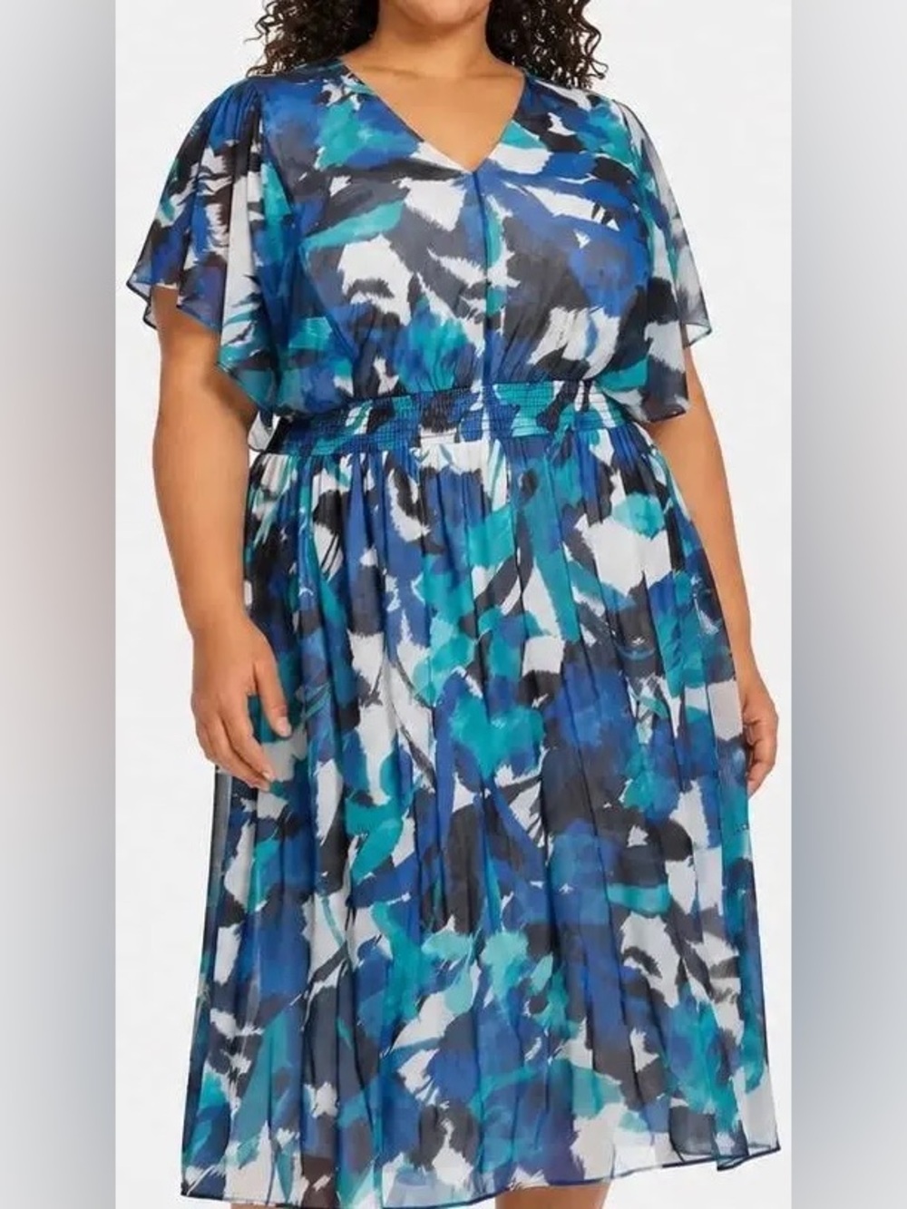 NWT DKNY Blue and White Midi Dress Size 18W